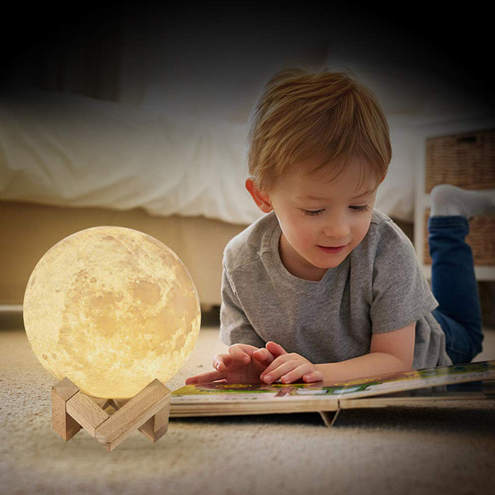 Enhance Your Nights with LED Moon Lamp - 3D Printed, Timeable, Dimmable, and Rechargeable Bedside Table Lamp for Children's Bedrooms