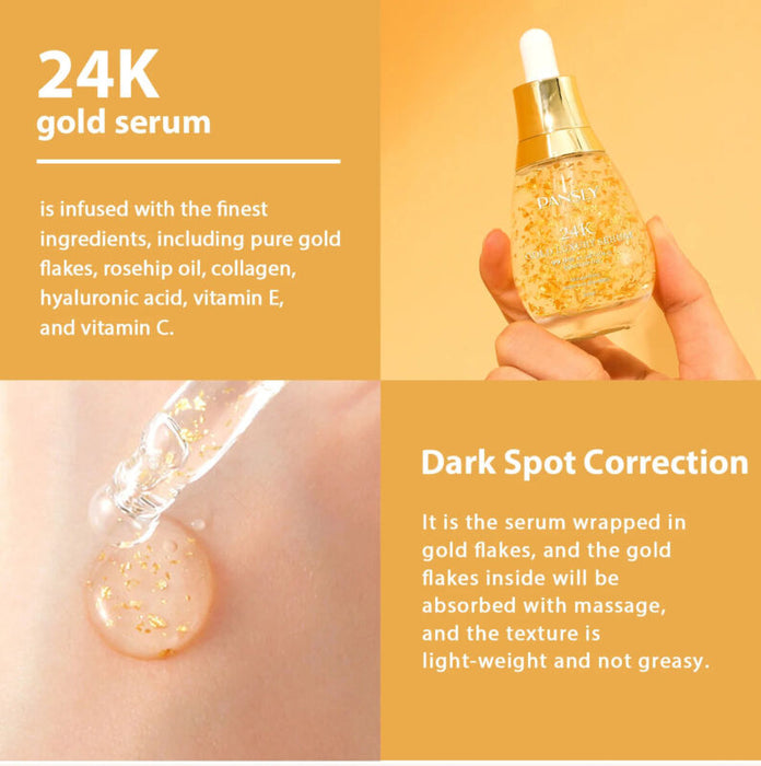 24K Gold Anti-Aging Face Serum with Hyaluronic Acid: Pore-Refining Korean Skincare