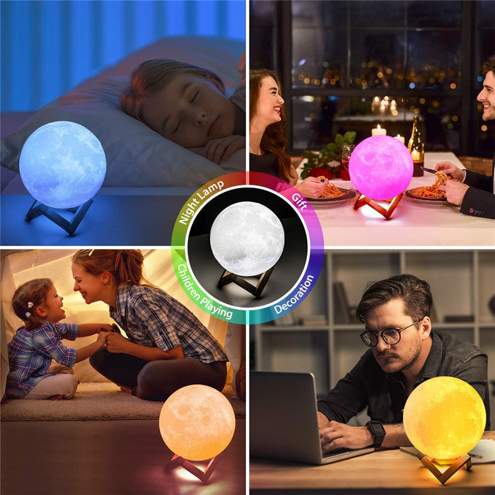 Enhance Your Nights with LED Moon Lamp - 3D Printed, Timeable, Dimmable, and Rechargeable Bedside Table Lamp for Children's Bedrooms