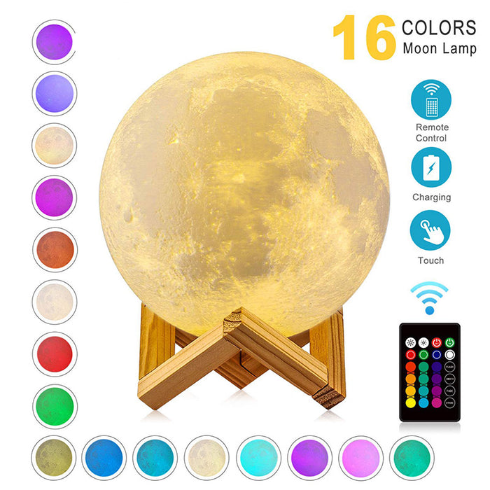 Enhance Your Nights with LED Moon Lamp - 3D Printed, Timeable, Dimmable, and Rechargeable Bedside Table Lamp for Children's Bedrooms