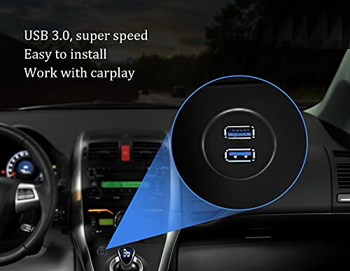 Flush mount USB car extension with two USB 3.0 ports Drive
