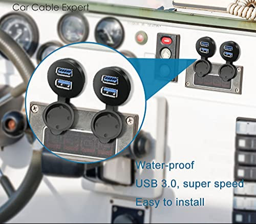 Flush mount USB car extension with two USB 3.0 ports Placement Boat