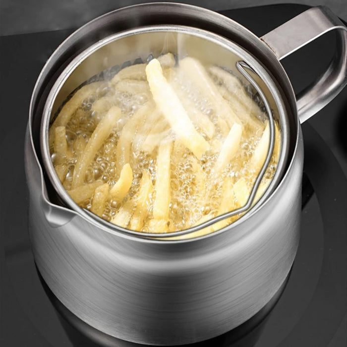 Multi-Functional 1.5/2L Stainless Steel Oil Filter Pot with Frying Basket