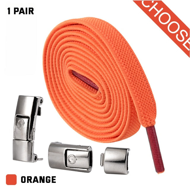 Press Lock Shoelaces without ties Elastic Laces Sneaker 8MM Widened Flat No Tie Shoe laces