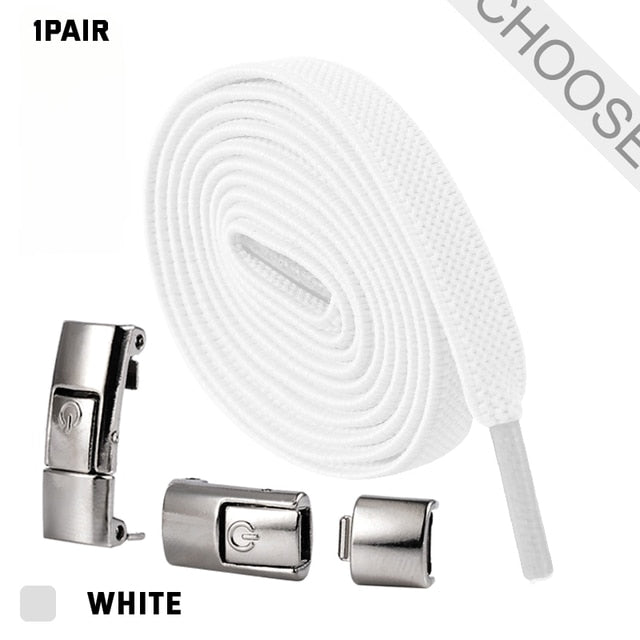 Press Lock Shoelaces without ties Elastic Laces Sneaker 8MM Widened Flat No Tie Shoe laces