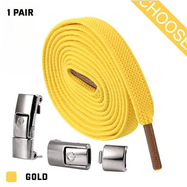 Press Lock Shoelaces without ties Elastic Laces Sneaker 8MM Widened Flat No Tie Shoe laces