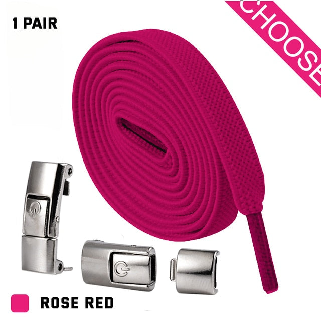 Press Lock Shoelaces without ties Elastic Laces Sneaker 8MM Widened Flat No Tie Shoe laces