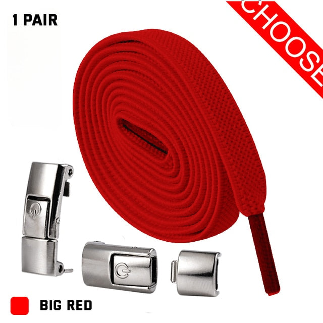 Press Lock Shoelaces without ties Elastic Laces Sneaker 8MM Widened Flat No Tie Shoe laces