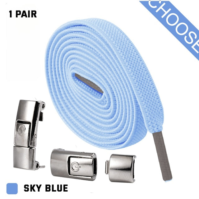 Press Lock Shoelaces without ties Elastic Laces Sneaker 8MM Widened Flat No Tie Shoe laces