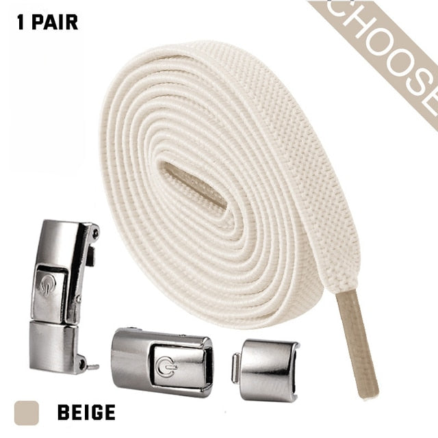 Press Lock Shoelaces without ties Elastic Laces Sneaker 8MM Widened Flat No Tie Shoe laces