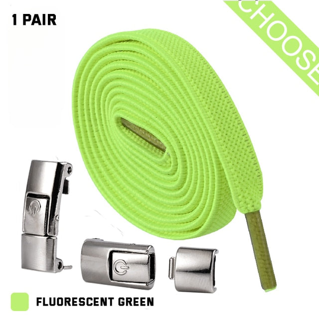 Press Lock Shoelaces without ties Elastic Laces Sneaker 8MM Widened Flat No Tie Shoe laces