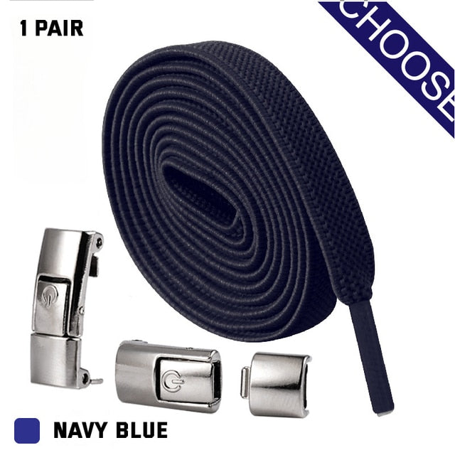 Press Lock Shoelaces without ties Elastic Laces Sneaker 8MM Widened Flat No Tie Shoe laces