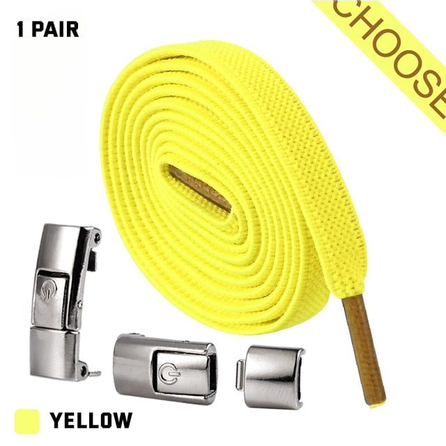 Press Lock Shoelaces without ties Elastic Laces Sneaker 8MM Widened Flat No Tie Shoe laces