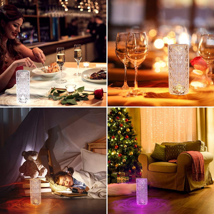 Crystal Table Lamp Rose Lamp with Touch Control, 16 Colors Changing RGB Night Light