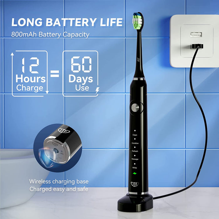 Teeth Whitening Toothbrush with 6 Brush Heads