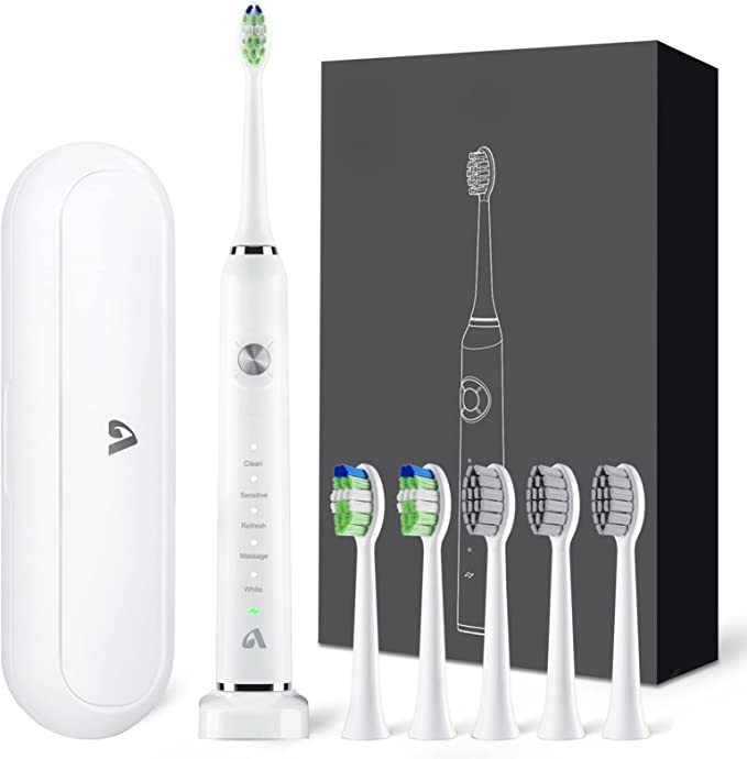 Teeth Whitening Toothbrush with 6 Brush Heads
