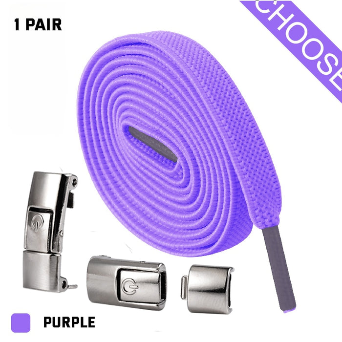 Press Lock Shoelaces without ties Elastic Laces Sneaker 8MM Widened Flat No Tie Shoe laces