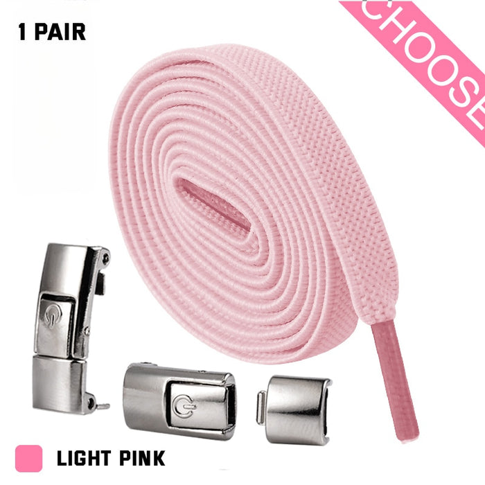 Press Lock Shoelaces without ties Elastic Laces Sneaker 8MM Widened Flat No Tie Shoe laces
