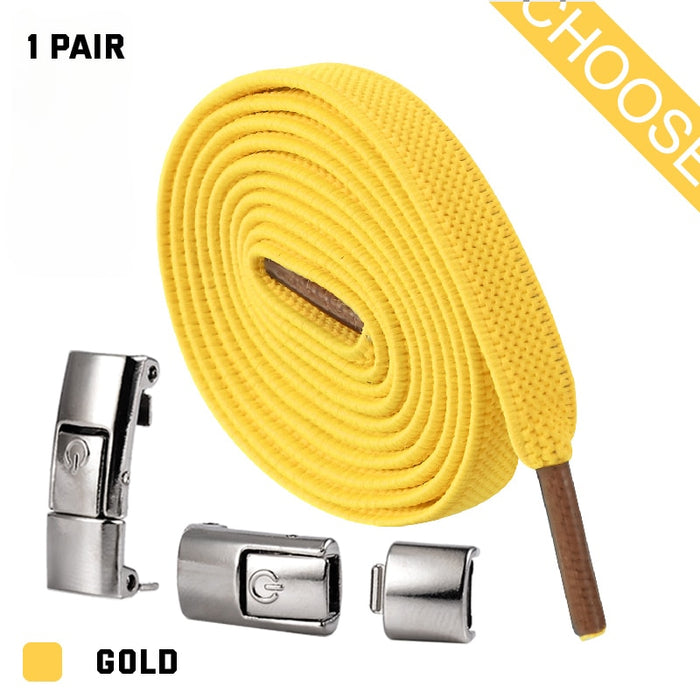 Press Lock Shoelaces without ties Elastic Laces Sneaker 8MM Widened Flat No Tie Shoe laces