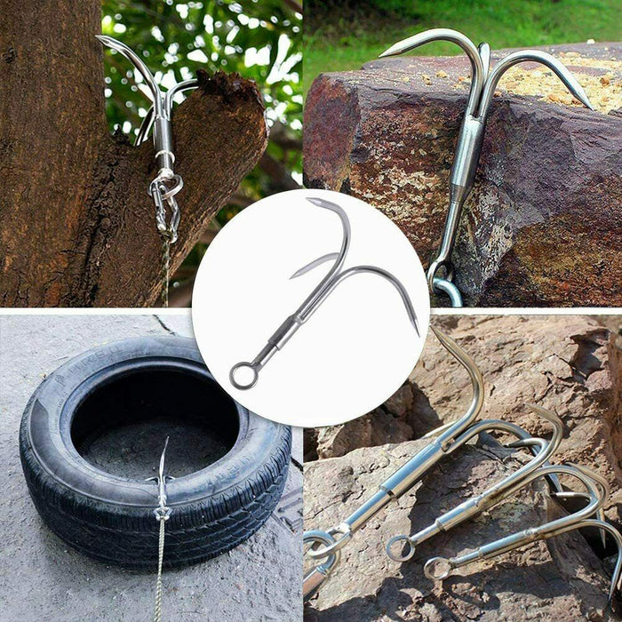 Stainless Steel Outdoor Grappling Hook with 50FT Rope/Climbing