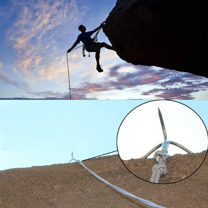 Stainless Steel Outdoor Grappling Hook with 50FT Rope/Climbing