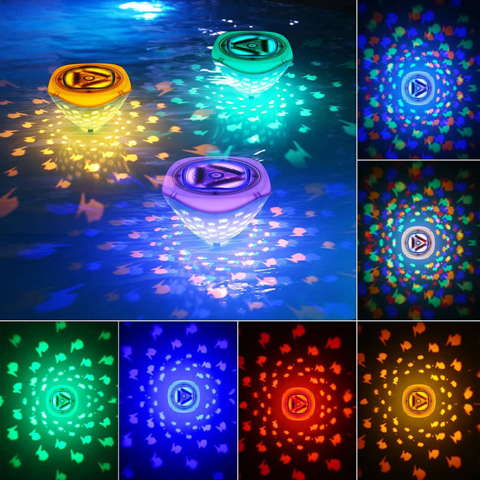 Fish Projection Bathtub Light Kids Toy LED Floating Underwater Submersible Swimming Pool Décor Light
