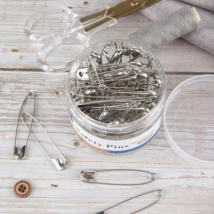 80 PCS Stainless Steel Safety Pins - Large Heavy Duty 2.2 Inch Nickel Finish