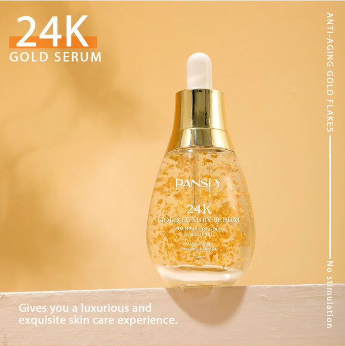 24K Gold Anti-Aging Face Serum with Hyaluronic Acid: Pore-Refining Korean Skincare