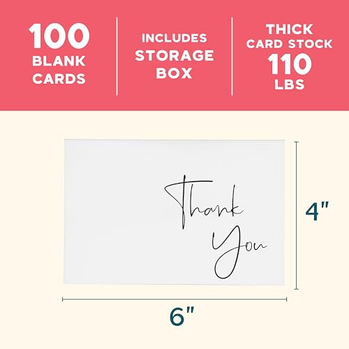Thank You Cards with Envelopes 100 Pack 4x6  Navy Blue