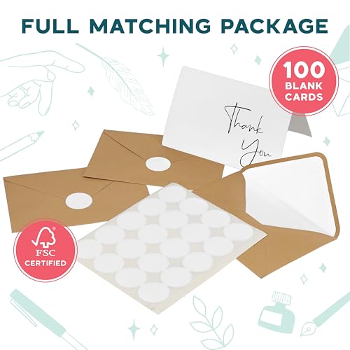Thank You Cards with Envelopes 100 Pack 4x6  Navy Blue