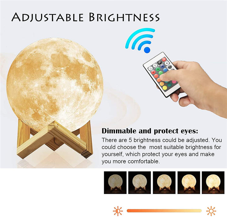 Enhance Your Nights with LED Moon Lamp - 3D Printed, Timeable, Dimmable, and Rechargeable Bedside Table Lamp for Children's Bedrooms