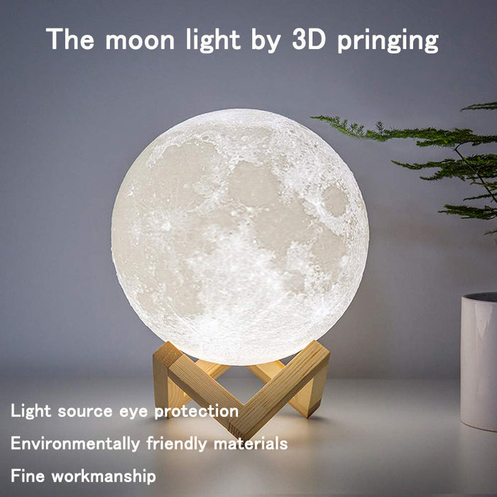 Enhance Your Nights with LED Moon Lamp - 3D Printed, Timeable, Dimmable, and Rechargeable Bedside Table Lamp for Children's Bedrooms