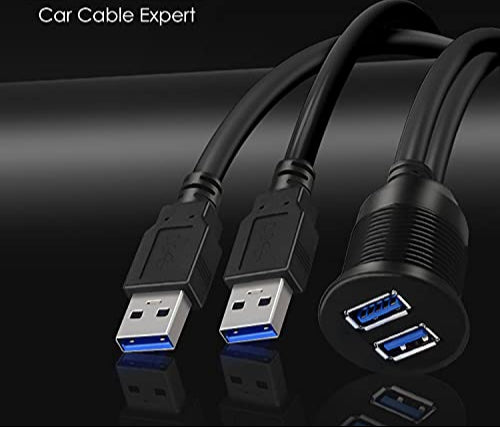 Flush mount USB car extension with two USB 3.0 ports Car Cable Expert