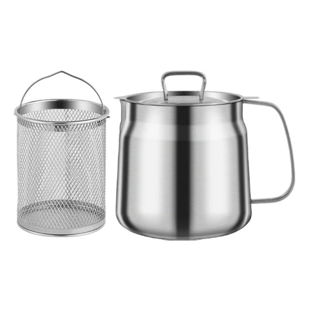 Multi-Functional 1.5/2L Stainless Steel Oil Filter Pot with Frying Basket