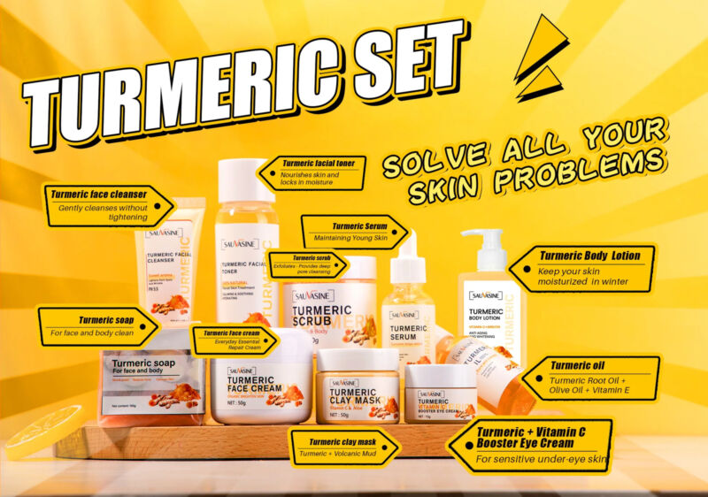 Turmeric Skincare Set: Brightening, Anti-Aging, Acne Removal