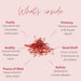 Pure saffron extract capsules with Crocus sativus threads on white background