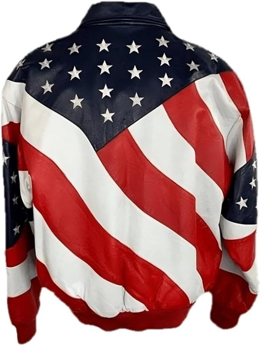 Michael Hoban American Flag Leather Jacket