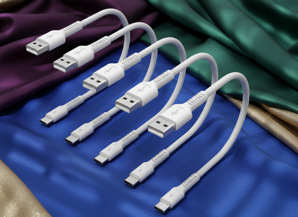 Mini 6" Fast Charging USB-A to USB-C Cable 5-Pack - NEW
