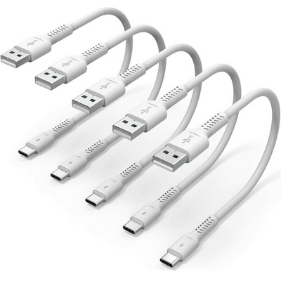 mini 6 inch short iphone charger cable - fast charging cord usb a to type c pack of 5