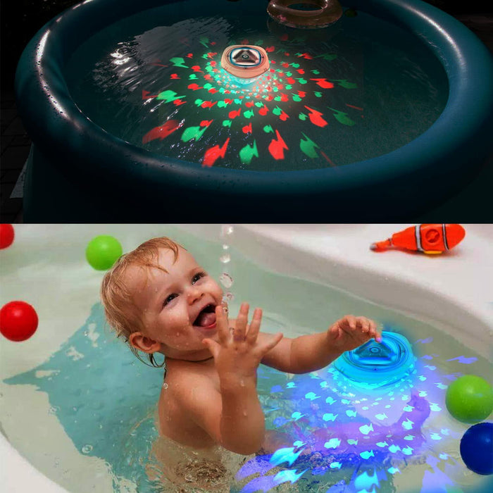 Fish Projection Bathtub Light Kids Toy LED Floating Underwater Submersible Swimming Pool Décor Light