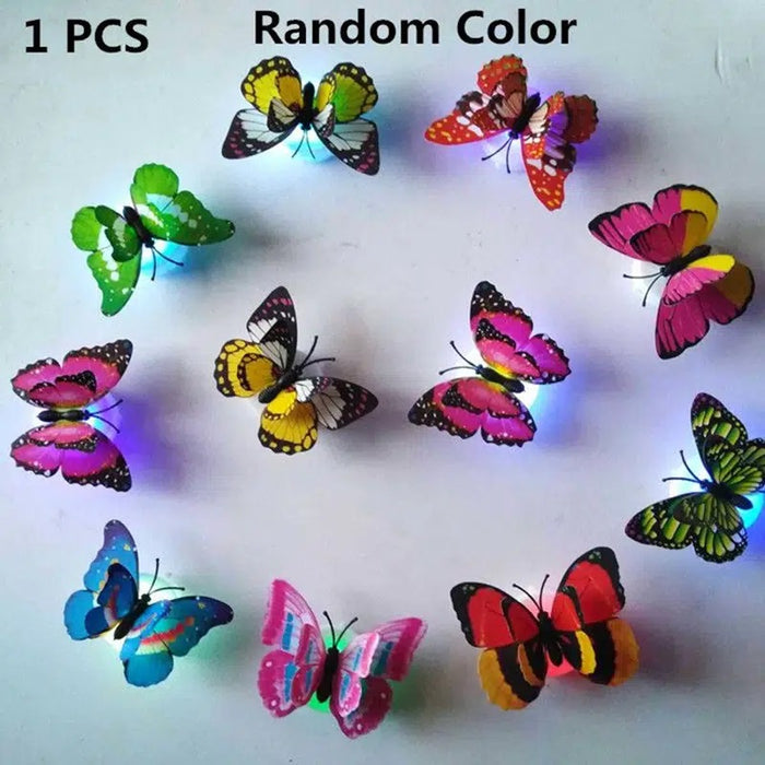 Multicolor Luminous 3D Butterfly Night Light Wall Sticker, Paste Butterfly Decorative Light, Random Style And Color
