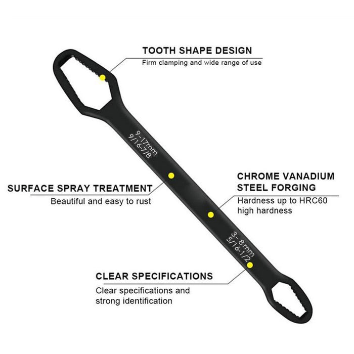 Universal Double-Head Torx Wrench Self-Tightening Adjustable Wrench Hand Tool