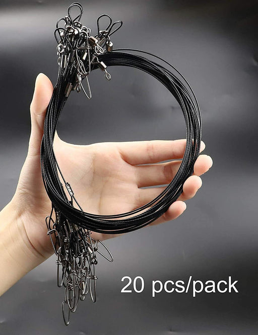 stainless steel fishing wire leaders line 19.68 in 150lb heavy duty snaps 20 pc