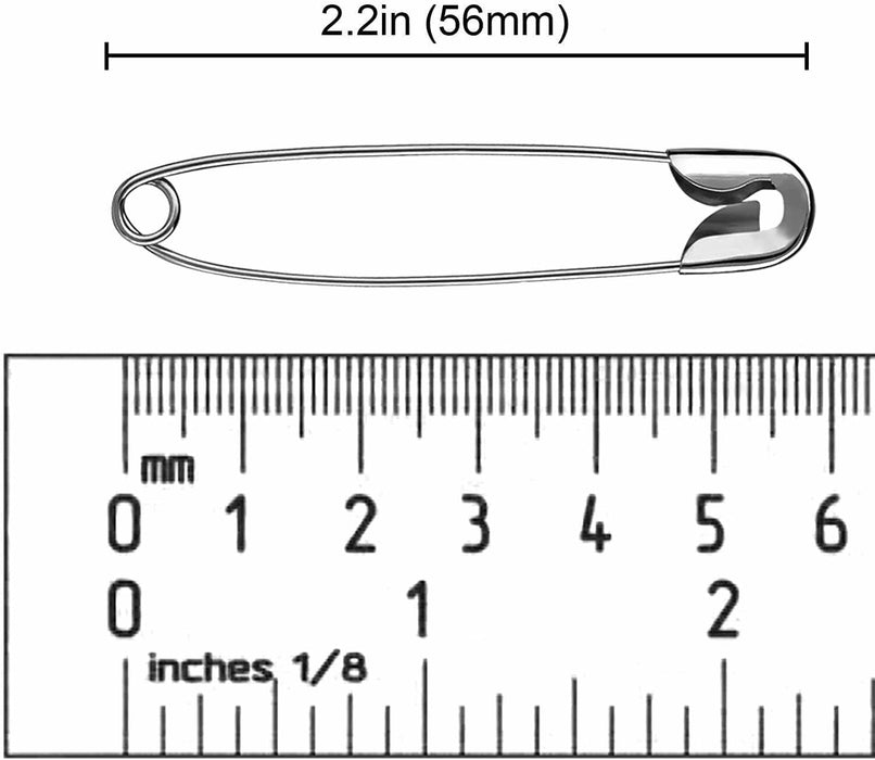 80 PCS Stainless Steel Safety Pins - Large Heavy Duty 2.2 Inch Nickel Finish