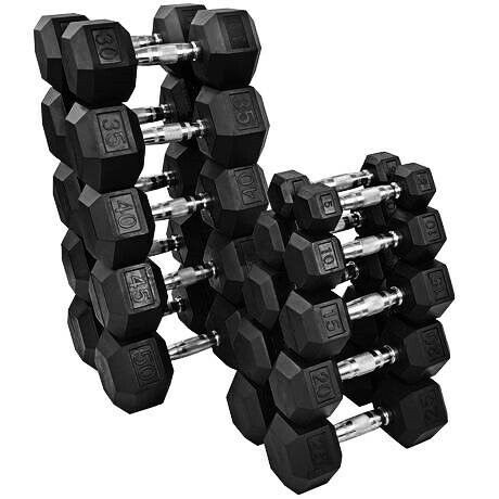 RUBBER HEX DUMBBELLS select-weight 10,15, 20, 25, 30, 35, 40LB